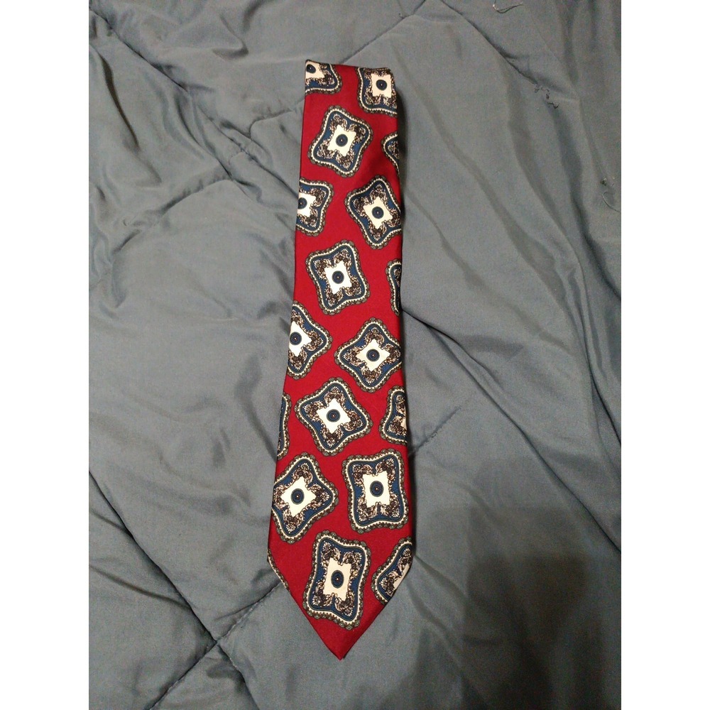 Christian Dior  Monsieur Italian Silk Tie Woven In Italy Blue Dark Red Elegant